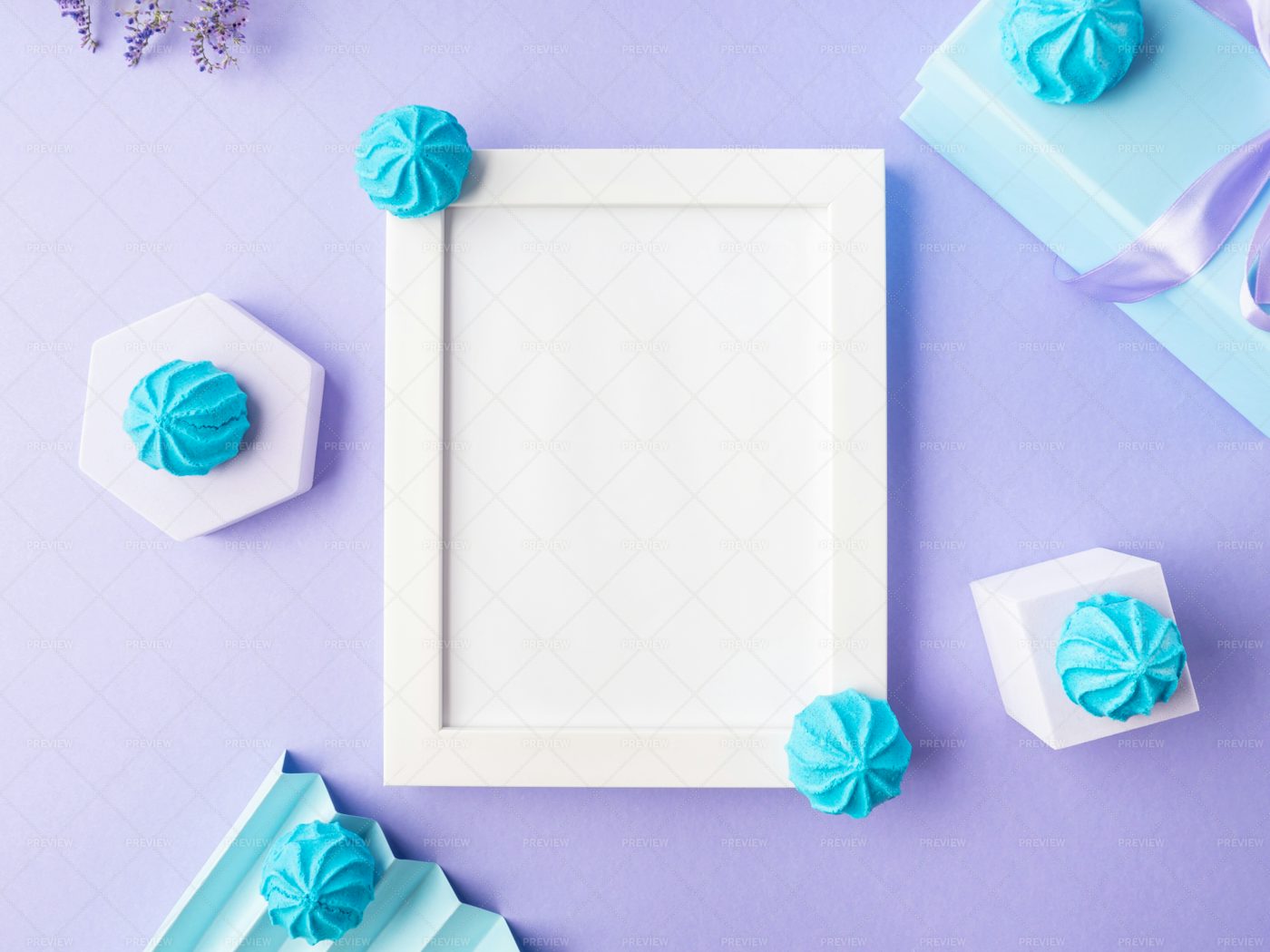 Empty Frame On Purple: Stock Photos