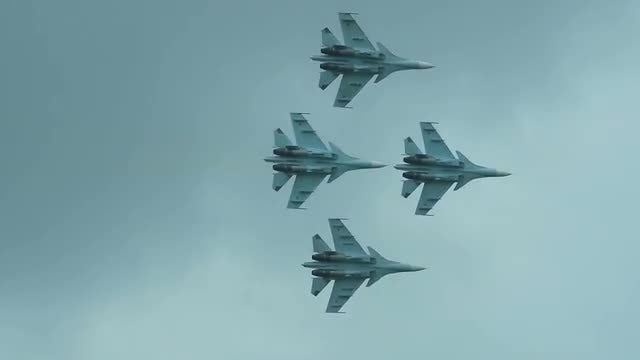 Four Fighter Jets In Formation: Stock Video