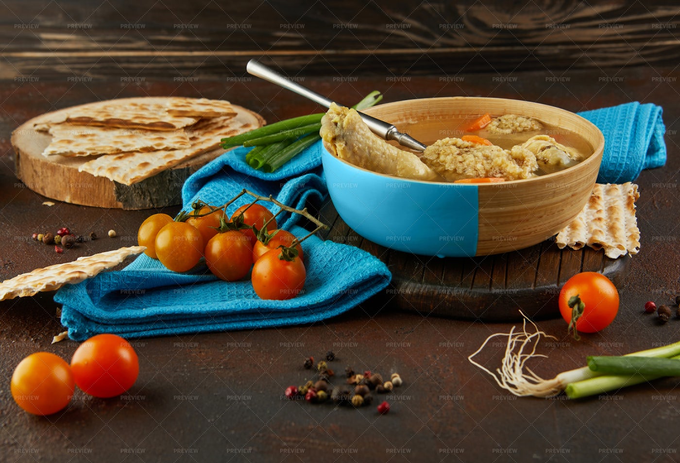 Soup With Matzo Dumplings: Stock Photos