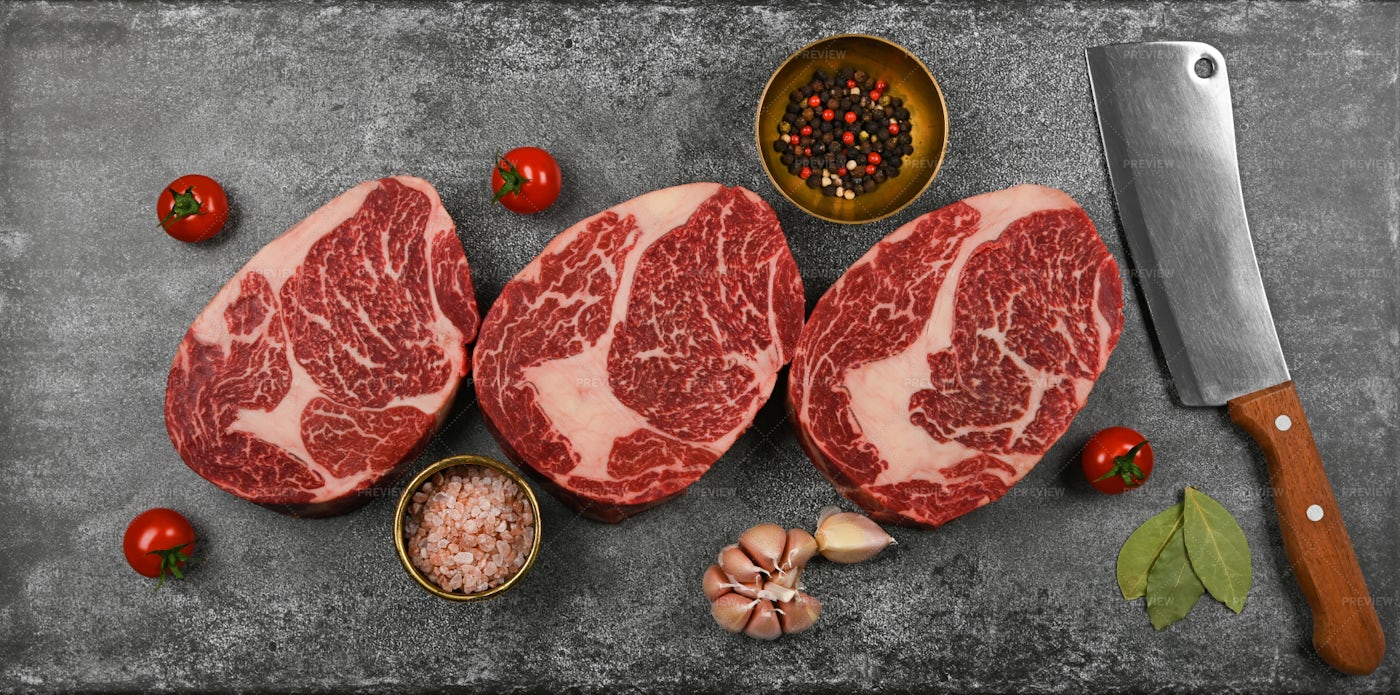 Cooking Beef Ribeye Steaks: Stock Photos