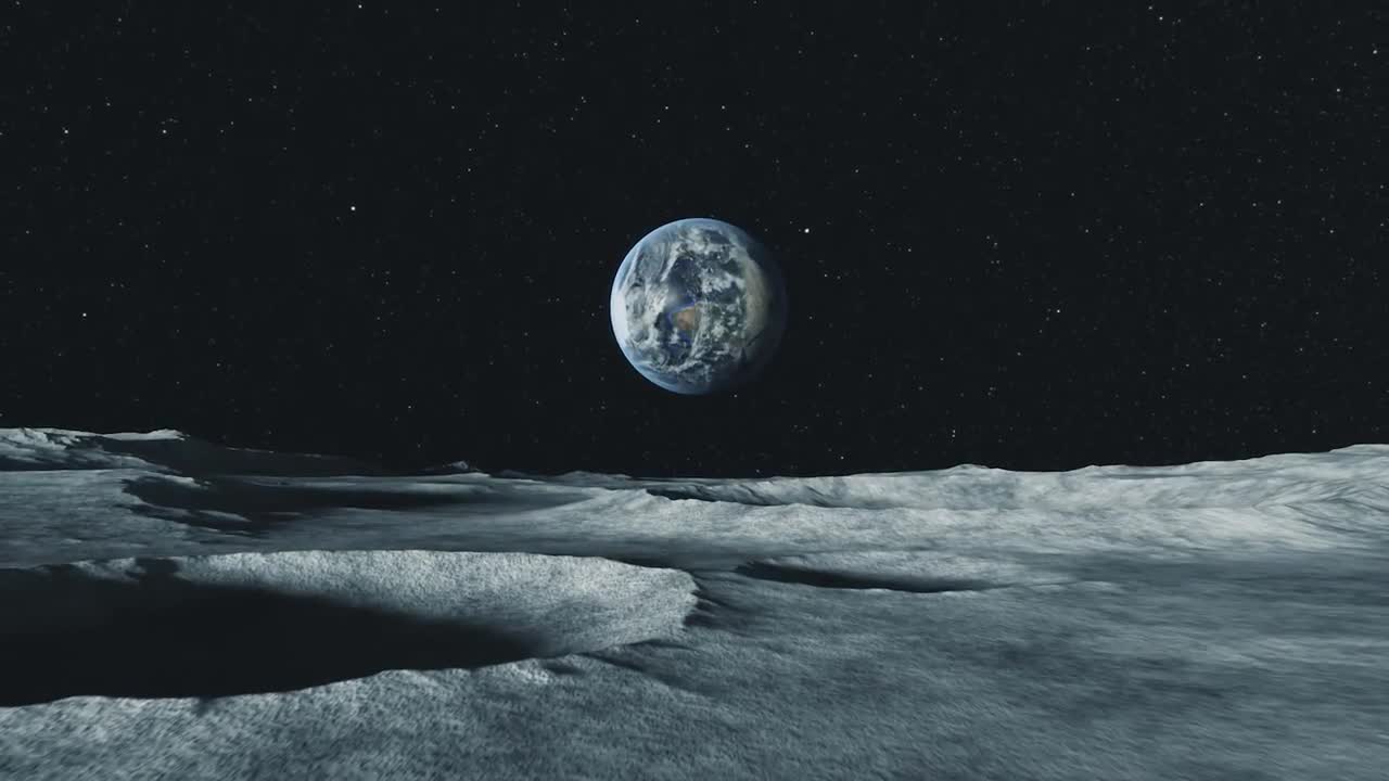 Earth From The Surface Of The Moon - Stock Motion Graphics | Motion Array