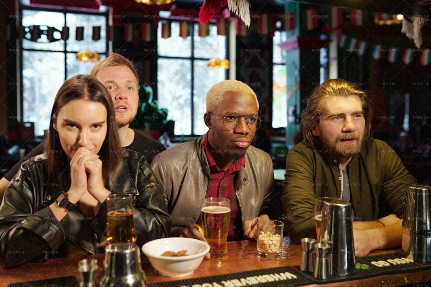 Group Of Friends With Beer In Pub: Stock Photos