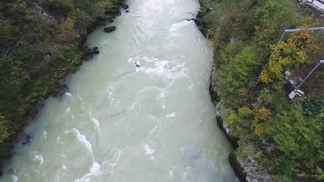 Kayaker Paddling On Vrbas River: Stock Video
