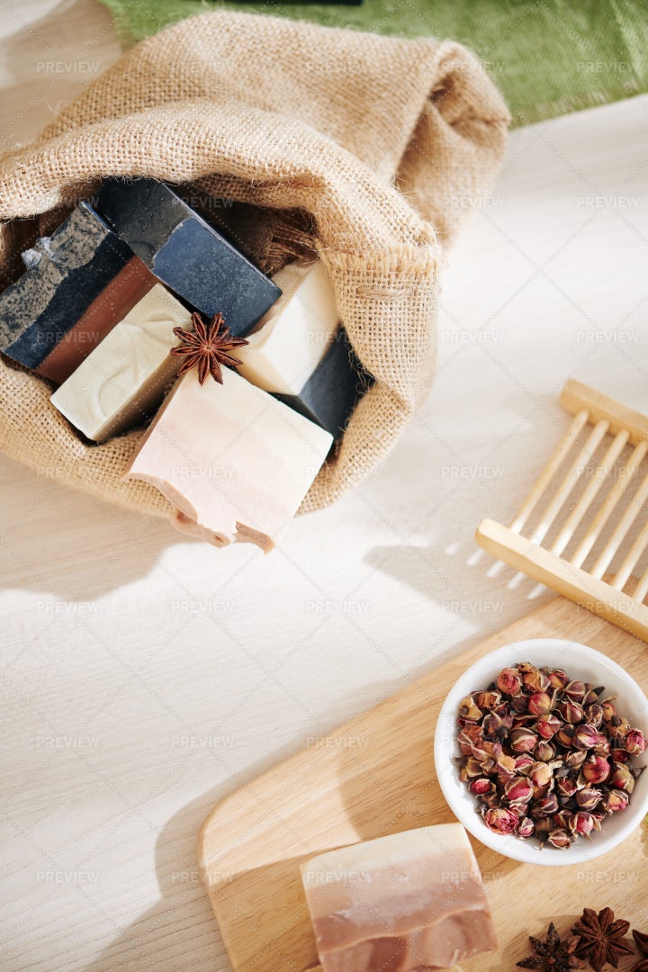 Scented Soaps And Dry Rose: Stock Photos