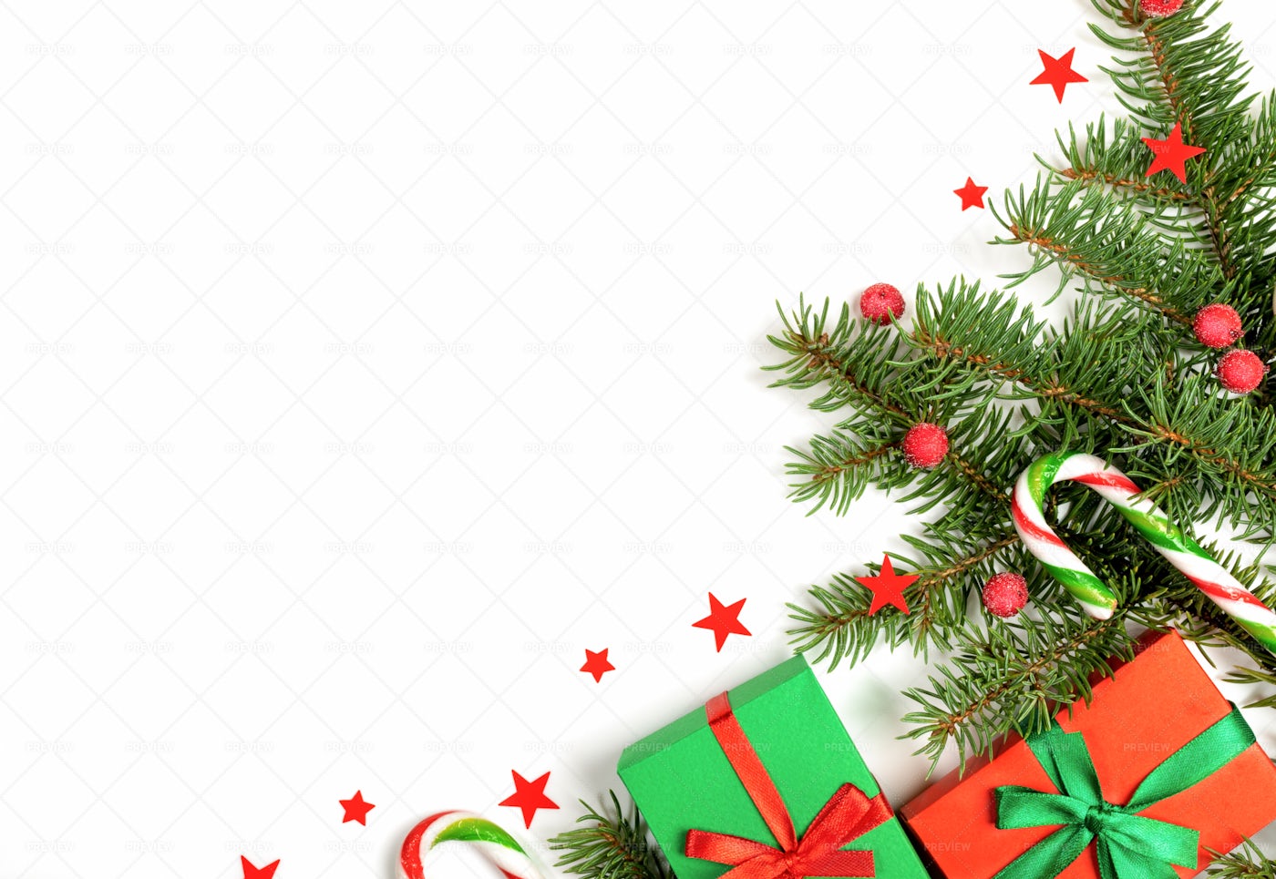 Christmas Composition On White.: Stock Photos