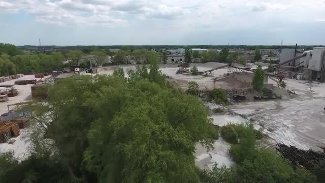 Flying Towards Cement Company Aerial: Stock Video