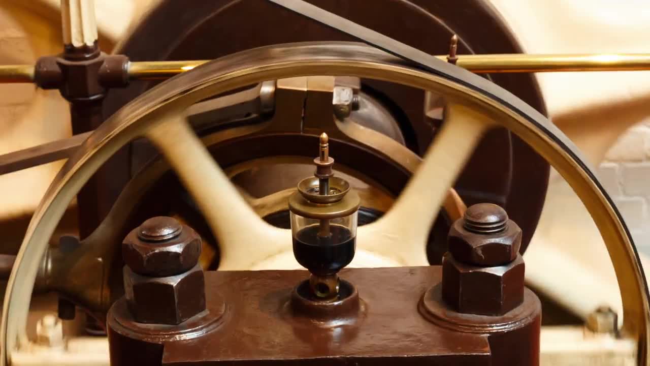 SteamPowered Flywheel In Operation Stock Video Motion Array