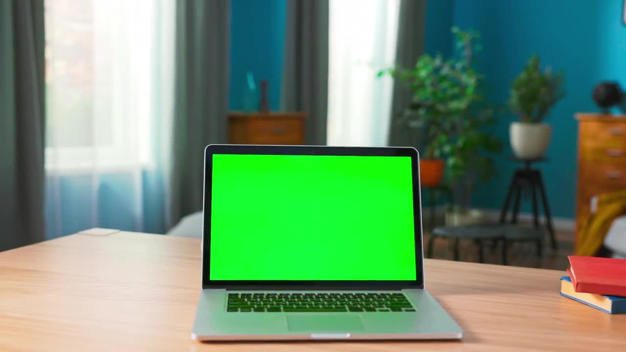 Green Screen Laptop In Living Room - Stock Video | Motion Array