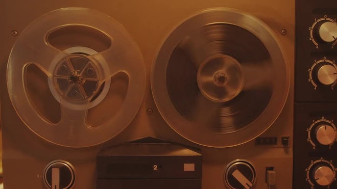 Reel-to-Reel Tape Machine Finishing Recording Music - Stock Video