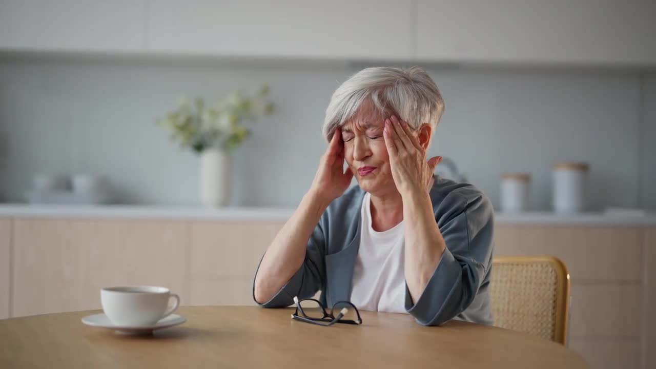 senior woman suffers from a headache woman suffering from migraine sitting on k 2342165 high 0007